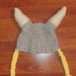 Crochet Viking Hat With Braids Small
